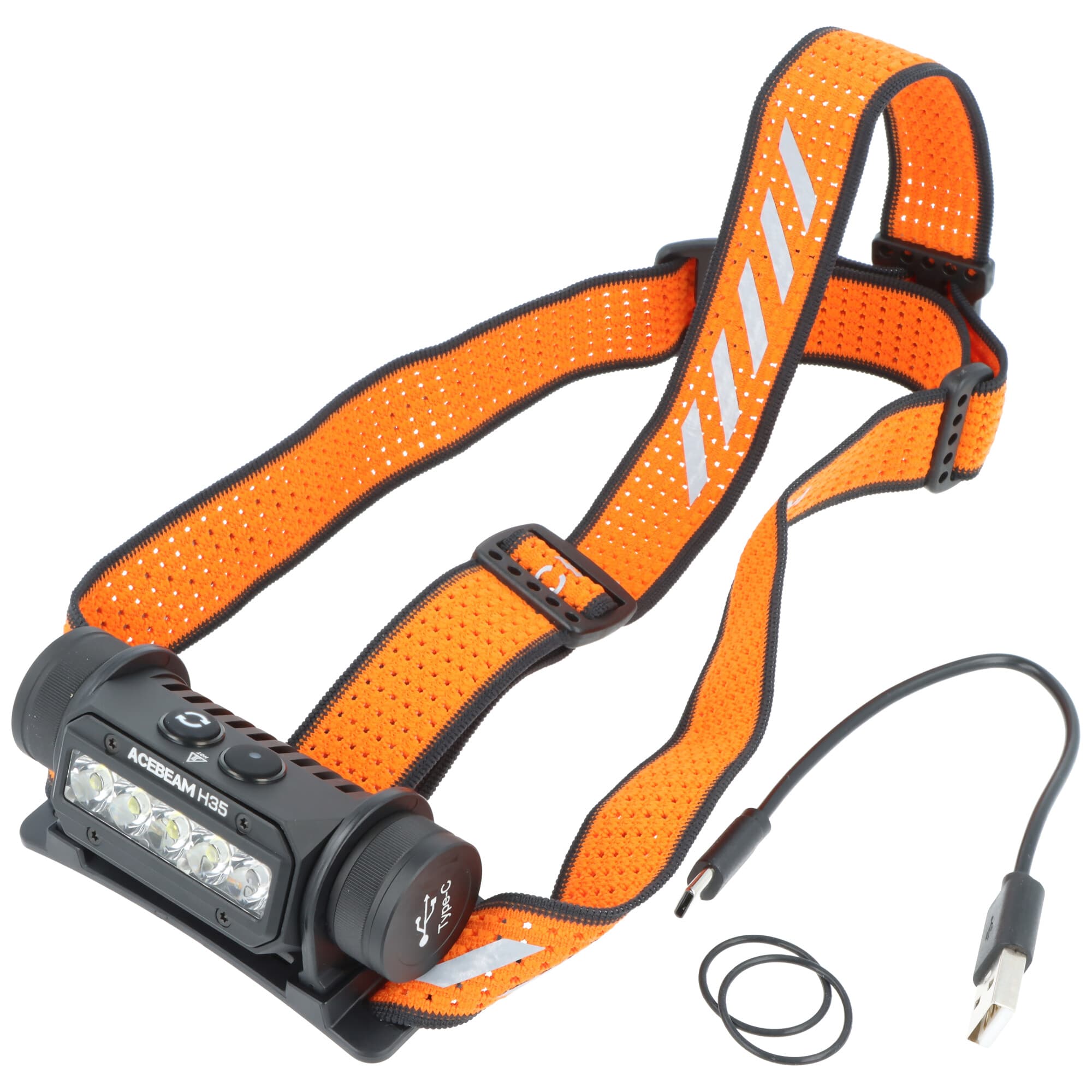 Lampe frontale LED AceBeam H35 max. 2600 lumens, avec batterie, avec lumière rouge