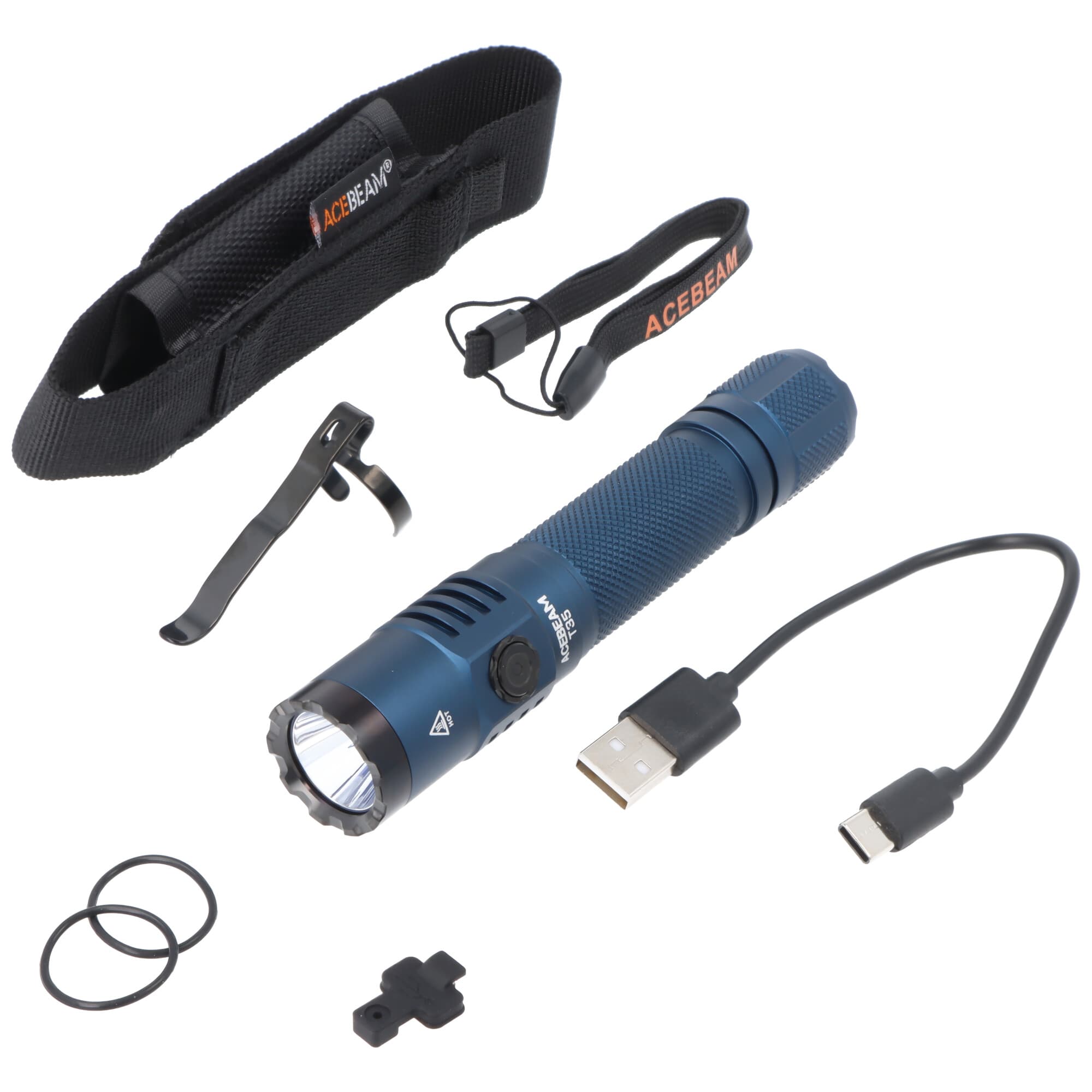 Lampe de poche LED AceBeam T35, 1600 lumens, LED blanc neutre, 5 000 K, bleu