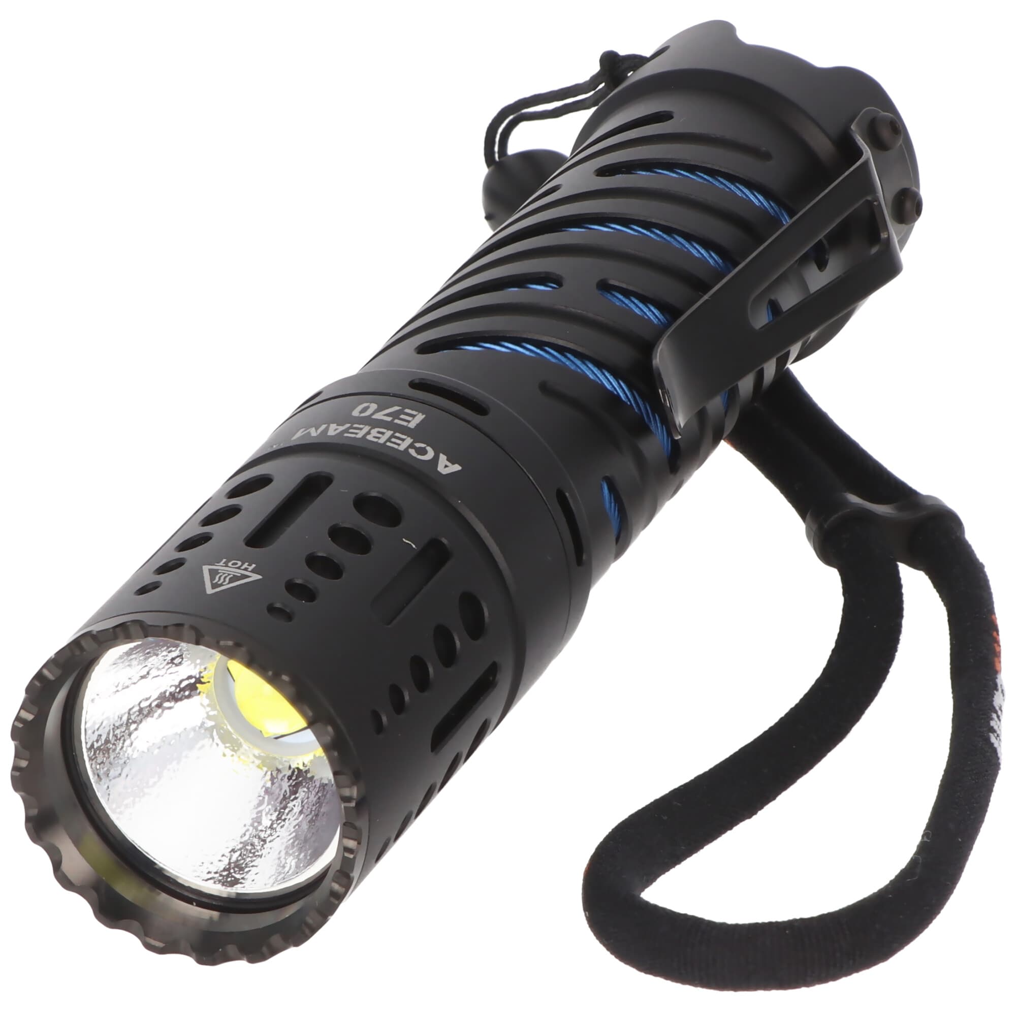 Lampe de poche LED AceBeam E70 avec 4600 lumens, E70-AL, LED blanc froid avec 6.500K, y compris 21700 batterie Li-Ion 5000mAh avec prise de charge