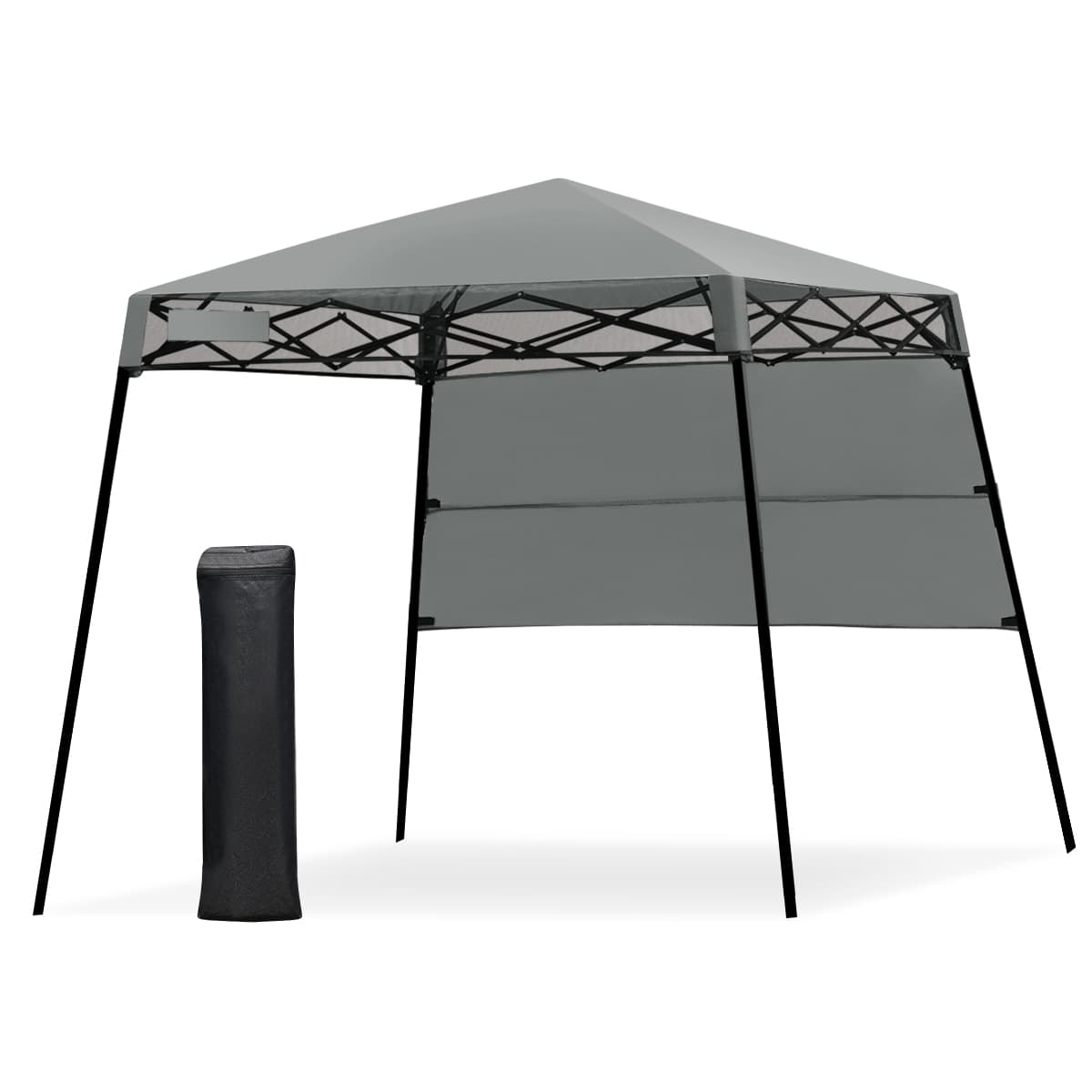 CostwayTonnelle Pliante 182 x 182 cm Protection Solaire Portable et Léger Abri avec Sac à Dos pour Camping Fête Barbecue Jardin Patio Plage Gris