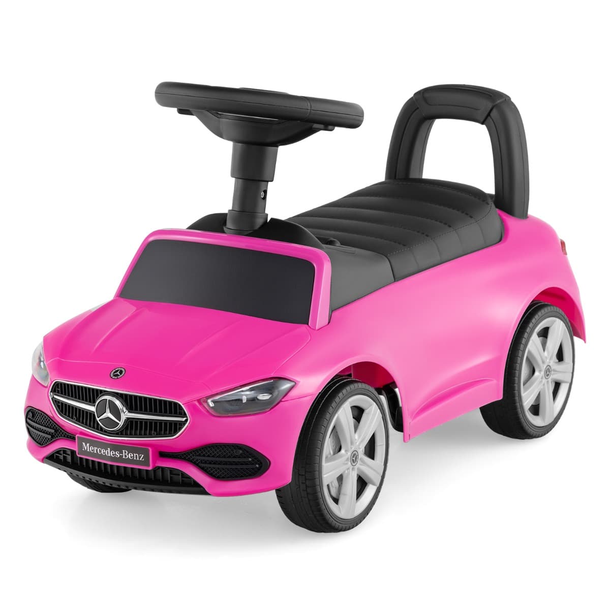 CostwayVoiture Pied au Sol pour Enfants Voiture Sous Licence Mercedes-Benz avec Klaxon Bruit de Moteur Voiture Coulissante pour 12-36 Mois Rose