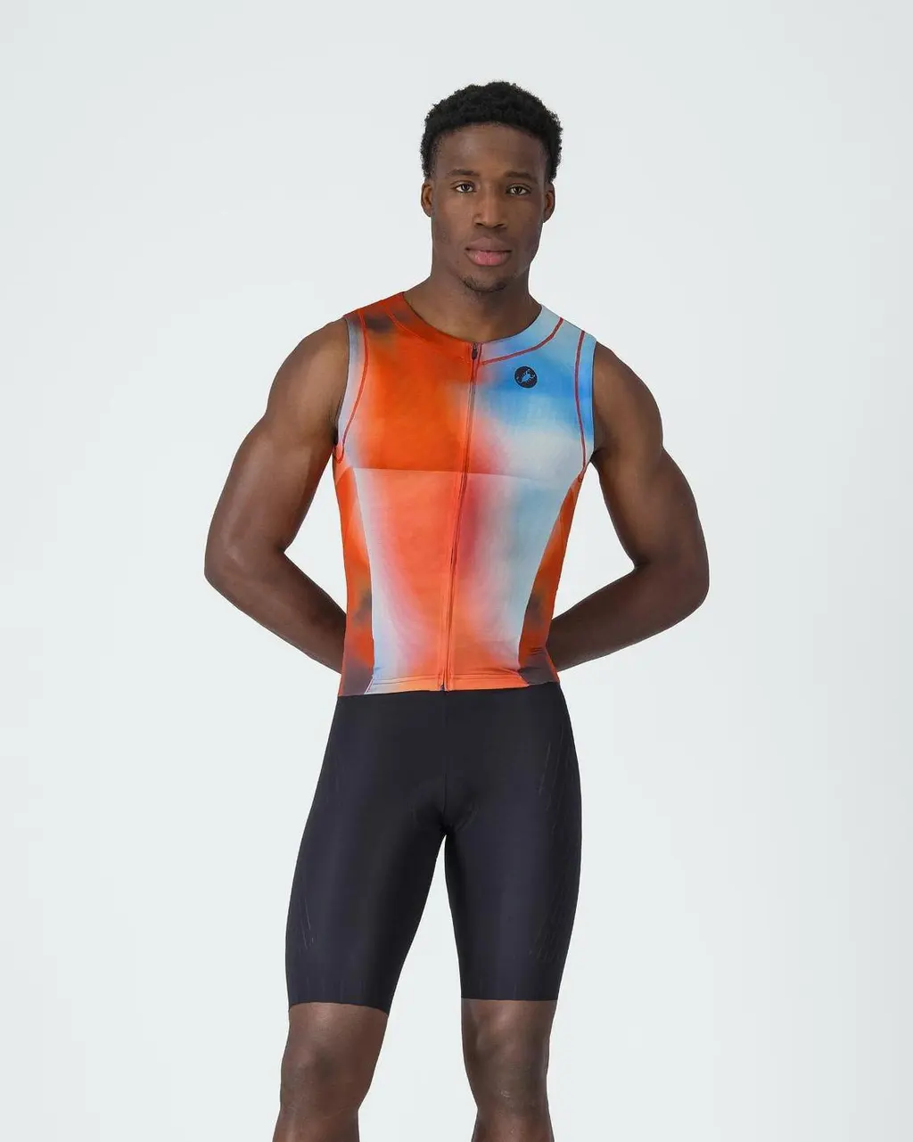 Trifonction Castelli Free San Remo 3 Rosso Corsa sans manches orange bleu - M