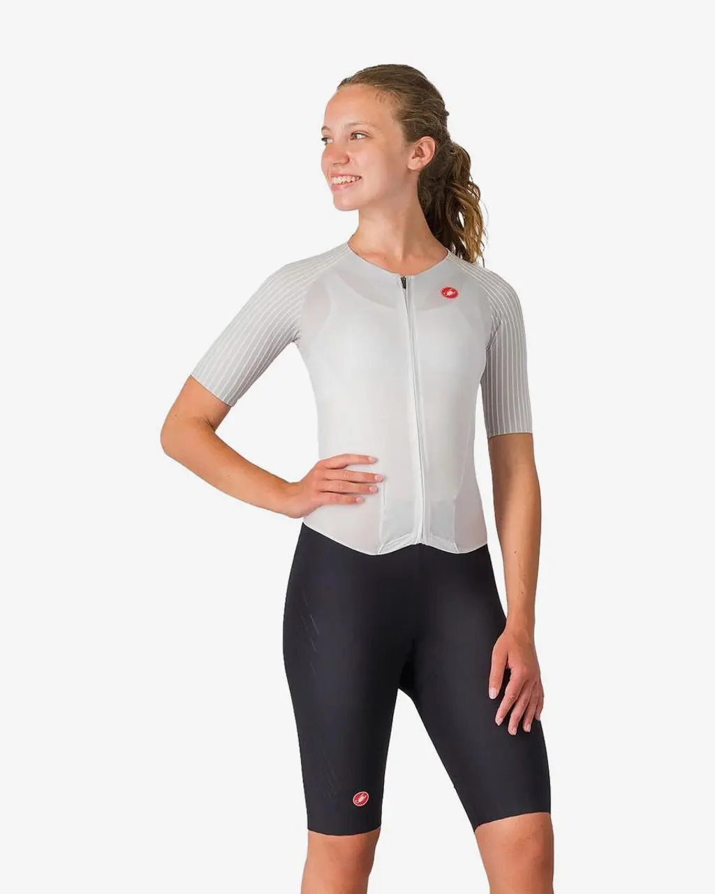 Combinaison Castelli Free San Remo 3 Rosso Corsa manches courtes blanc femme - XS