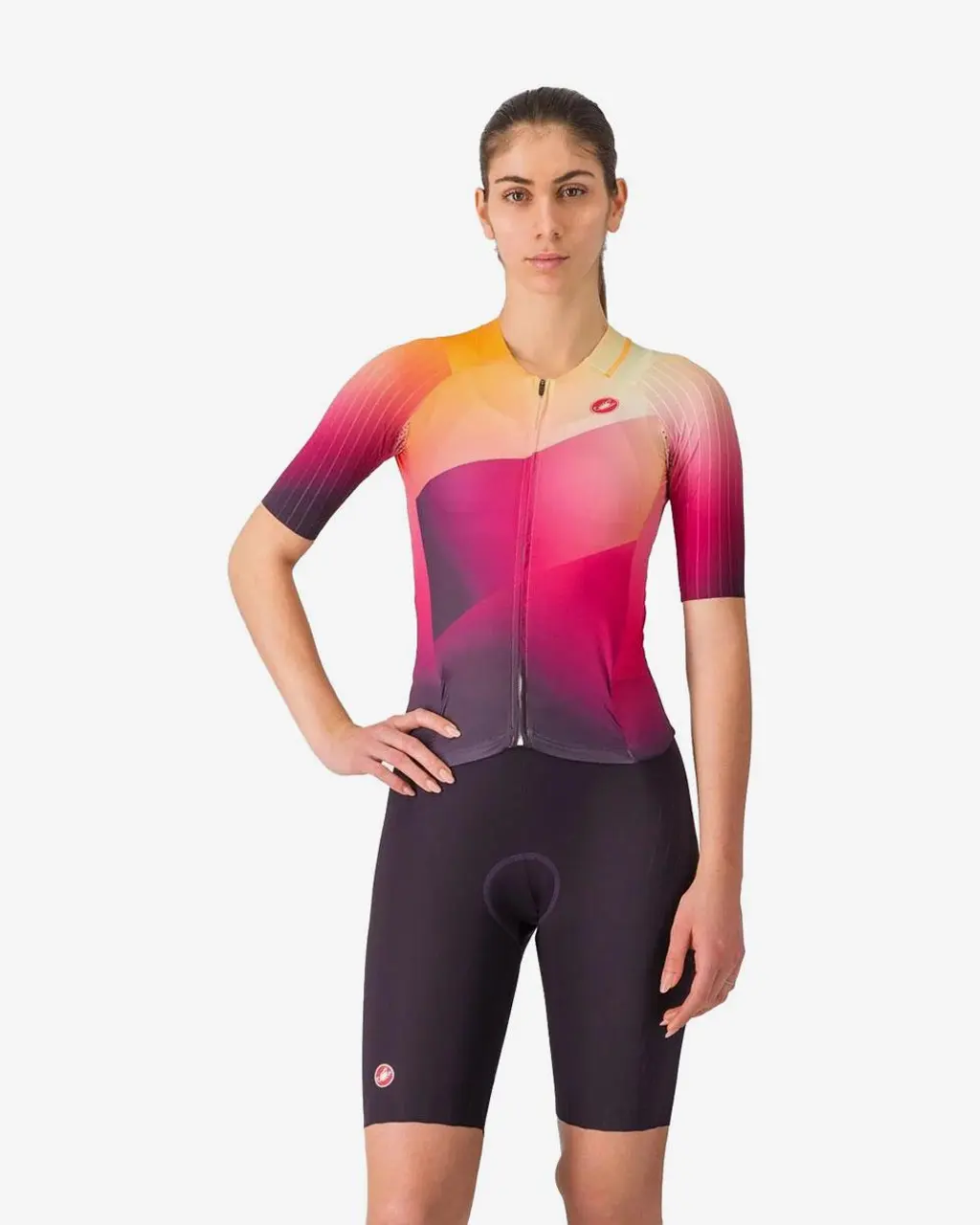 Combinaison Castelli Free San Remo 3 Rosso Corsa manches courtes violet orange femme - XL